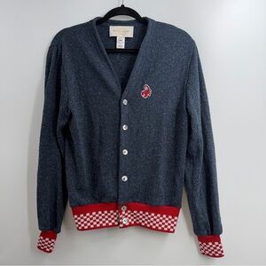 Tuesday Bassen Scorpion Cardigan Wool Silk Small Checker Trim Y2K